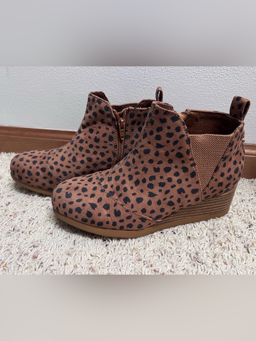 Toms Brown Leopard-Print Ankle Booties